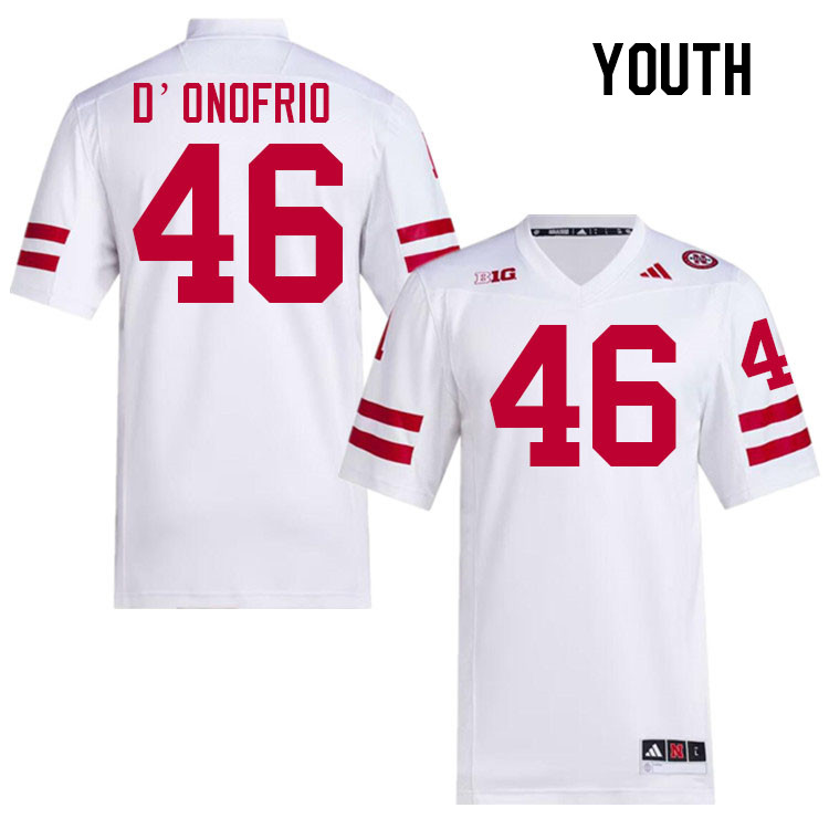 Youth #46 Thomas D'Onofrio Nebraska Cornhuskers College Football Jerseys Stitched Sale-White